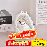 亦趣会叫仿真提篮猫咪毛绒玩具篮子猫玩偶花篮猫女孩儿童生日礼物 吊篮蓝色(带花边)黑橘头猫带叫声