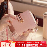 金狐狸（FOXER）牛皮女士钱包大容量短款卡包钱票夹手拿包零钱包轻奢女友生日礼物