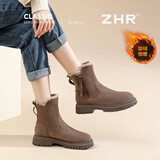 ZHR女靴百搭中筒冬季加绒加厚东北棉鞋保暖雪地靴女K230B卡其色37