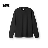 森马（Semir）王安宇同款|长袖T恤男纯棉打底衫纯色情侣冬上衣宽松109725101201