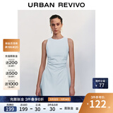 UR2025春季新款女摩登气质褶皱收腰显瘦无袖连衣裙UYY750030 淡蓝 XS