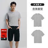 太平鸟男装 夏短袖T恤男干爽面料时尚运动服纯色体恤打底衫潮 灰色（合体）干爽面料 无感印唛 M