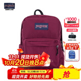 JANSPORT杰斯伯书包轻便双肩包男女旅行包简约背包电脑包学生校园 4QUT04S深紫酒红-侧边袋