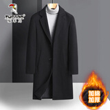 啄木鸟羊毛呢大衣男中长款冬季加厚保暖轻商务休闲男装新款时尚呢子大衣 8711黑色(款) 加厚 2XL