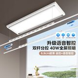 美的（Midea）电动晾衣架隐形智能遥控晾衣杆阳台自动升降隐藏嵌入式超薄可伸缩 D20L语音款|双杆独控 6.9cm超薄