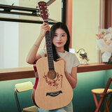 安德鲁（ANDREW）民谣吉他单板初学者面单吉他新手入门木吉它乐器 38英寸原小鹿+礼包【初学】