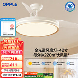 欧普（OPPLE）隐形扇风扇吊灯家用简约现代金色风扇灯 【42寸68瓦照明】 三档白金
