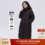 艾莱依鹅绒服女款U型枕长款连帽加厚保暖冬外套 炭黑XL