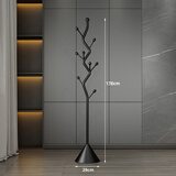 新房子意式轻奢衣帽架落地卧室床边个性放衣服收纳架子简易家用挂衣架 橄榄树款：素雅黑（实心底座）