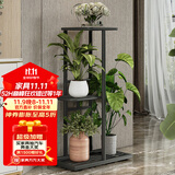 索尔诺 花架 多层折叠落地室内家用阳台装饰花架铁艺客厅庭院简约多肉架 深灰闪银H914（4盆升级版）