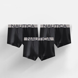 诺帝卡（NAUTICA）商务男士内裤3条装亲肤无感透气短裤四角品牌内衣男平角裤衩正品 黑色+黑色+黑色 3条 XL