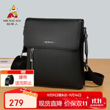 稻草人男士单肩包斜挎包细纹头层牛皮日字包轻便通勤手机男包生日礼物