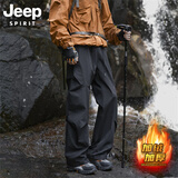 JEEP SPIRIT吉普冲锋裤男春秋季新款伞兵休闲裤子男宽松直筒工装长裤 黑色 加绒 4XL (建议165-180斤)
