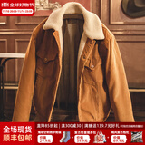 马登工装美式复古灯芯绒棉服夹克男仿羊羔毛秋冬保暖外套男士加厚棉衣 姜黄色 M