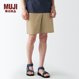 无印良品 MUJI 男式 棉水洗府绸 短裤休闲短裤男款夏季纯棉全棉AED14A2S 米色 S