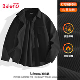 班尼路（Baleno）衬衫男重磅加绒冬季男女同款高级感保暖外套情侣休闲潮牌纽扣开衫