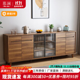 慕澜餐边柜一体靠墙实木框新中式茶水柜碗橱餐柜厨房储物备餐柜餐桌 1031A款240*40*88cm【包送装】