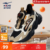 鸿星尔克（ERKE）童鞋男女中大童休闲鞋儿童旋钮扣冬季运动鞋正黑/浅亚麻37