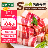 龙大肉食 猪五花肉块净重4斤 冷冻带皮五花肉猪五花烤肉 出口日本级