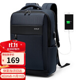 高尔夫GOLF双肩包男15.6英寸大容量笔记本电脑包多功能防泼水旅行出差背包商务休闲学生书包5I488394J蓝色