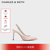 CHARLES&KEITH质感链条尖头高跟凉鞋子女鞋生日礼物送女友CK1-60280377 Beige米色 37 (235)