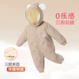 笛莎【三层夹棉】婴儿连体衣秋冬新生儿衣服满月棉服宝宝外出哈衣爬服