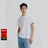 太平鸟男装 夏短袖T恤男干爽面料时尚运动服纯色体恤打底衫潮 白色（合体领标款）柔软面料 L