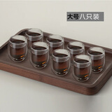 小雨点玻璃茶杯双层玻璃杯时尚水杯子咖啡杯办公杯牛奶花茶果茶杯 Q大号杯（320ML）八只装