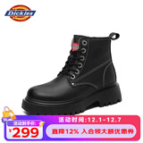 Dickies马丁靴女6孔春季新款短靴 经典光面平底英伦风女靴秋冬新款 28黑色(拉链) 37