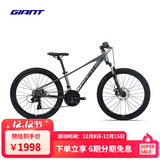 捷安特（GIANT）XTC 24-D 2铝合金24寸21速碟刹青少年变速山地自行车 消光木炭灰 24×12 建议130-150cm
