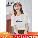 betu百图女装春装新款宽松韩版卡通印花短袖T恤ins潮JD2102T08 白色 M