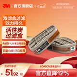 3M防毒面具 口罩防尘面具面罩 防甲醛防雾霾 防护化工喷漆农药 yzl 6001CN滤毒盒1对