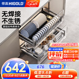 悍高（HIGOLD） 厨房橱柜拉篮碗架抽屉式碗篮加厚304不锈钢底板调味篮双层碗碟篮 750柜2层-L系列套装