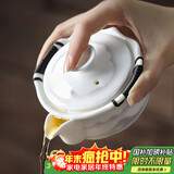 不拙白瓷手抓壶二才盖碗茶具一人饮不烫手防烫茶碗单个水墨青山泡茶壶