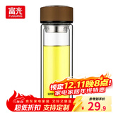 富光双层玻璃杯水杯男女车载家用高硼硅玻璃杯泡茶杯带茶隔玻璃杯子 咖色 320ml 双层玻璃直杯