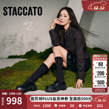 思加图【杨幂同款】2026新款秋叶伯爵乐福鞋厚底小皮鞋EGB27AA6 英伦黑 36