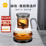 尚明（SAMADOYO）玻璃内胆飘逸杯泡茶壶茶水分离过滤冲茶具套装2025家用办公沏茶壶 【强烈推荐】恒温宝+枪黑色 800ml