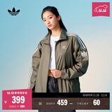 adidas情侣款复古风梭织立领夹克外套男女秋季阿迪达斯官方三叶草 岩层橄榄绿   M
