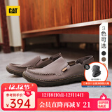 CAT卡特休闲皮鞋男鞋25新品一脚蹬薄皮轻量凉爽舒适通勤船鞋 深灰色 44