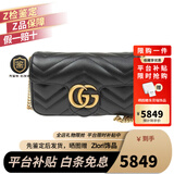 古驰（GUCCI）女包 Marmont马蒙牛皮链条单肩包GG酷奇经典斜挎包包女士 mini 黑色 16.5cm 酷奇女包 七夕情人节礼物
