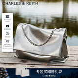 CHARLES&KEITH大容量纯色链条邮差包单肩腋下包包女包婚包生日礼物CK2-20271514 Pewter锡灰色 大包