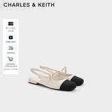 CHARLES&KEITH珠链绊带饰低跟凉鞋玛丽珍鞋女鞋子女生日圣诞礼物CK1-70900382 CK1-70900382-2粉白色 37