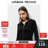 UR2025秋季新款女时尚连帽爱心蝴蝶结拉链修身外套UYB150001 黑色 L