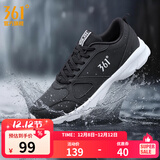 361°运动鞋男鞋秋冬季透气网面跑鞋黑色通勤轻质户外慢跑步鞋 曜石黑/361度白【皮革面防泼水】 42