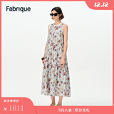 Fabrique巴洛克玫瑰桑蚕丝棉荷叶边印花无袖连衣裙2025夏季新品长裙 雾灰色 S