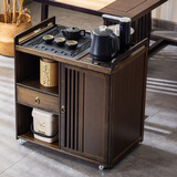 皇威马 移动茶桌家用小茶台竹木茶车茶几茶具套装自动烧水壶一体茶水柜 石盘65长单抽单门