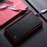 金利来（Goldlion）男士钱包长款真皮复古钱夹竖款皮夹软牛皮简约休闲票夹情人节礼物 黑色【官方授权-假一罚十】