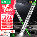 毕亚兹 激光笔绿光远射大功率镭射激光灯指星笔强光手电筒二合一led屏可用工地户外售楼教学笔充电款
