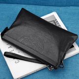 斌利袋鼠男士手包商务软皮潮流信封包男休闲大容量手拿包男薄款1909 黑色大号1907