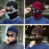 兼彩帽子男冬季毛线帽子男女士通用围脖套装冬天棉帽加厚加绒保暖骑车 帽子+脖套 颜色随机 加绒加厚款 均码有弹性